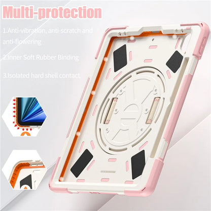 For iPad Air 11 (2024) Case with Shoulder Strap TPU+PC+Silicone Kickstand Tablet Cover