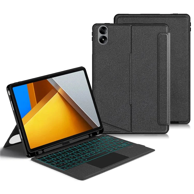 For Xiaomi Poco Pad Leather Case + Bluetooth Keyboard with Backlight Trackpad