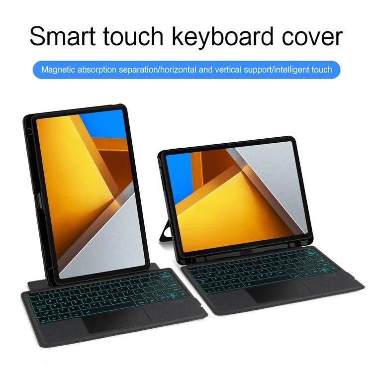 For Xiaomi Poco Pad Leather Case + Bluetooth Keyboard with Backlight Trackpad