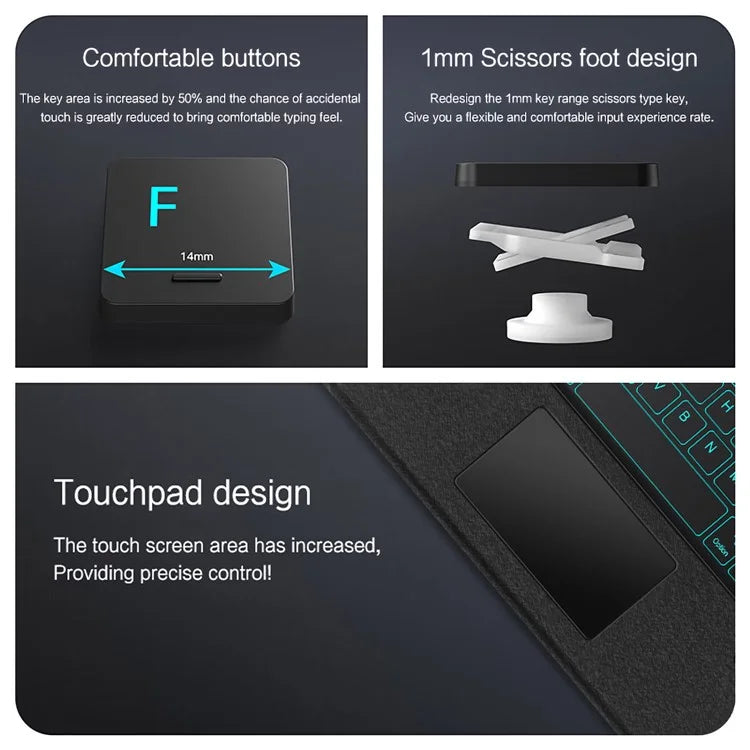 For Xiaomi Poco Pad Leather Case + Bluetooth Keyboard with Backlight Trackpad