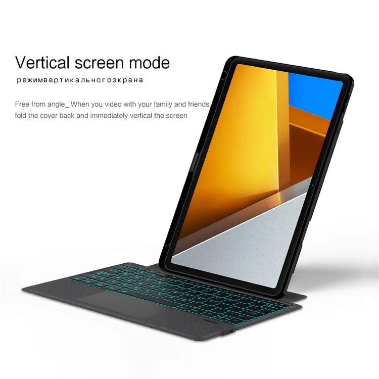For Xiaomi Poco Pad Leather Case + Bluetooth Keyboard with Backlight Trackpad