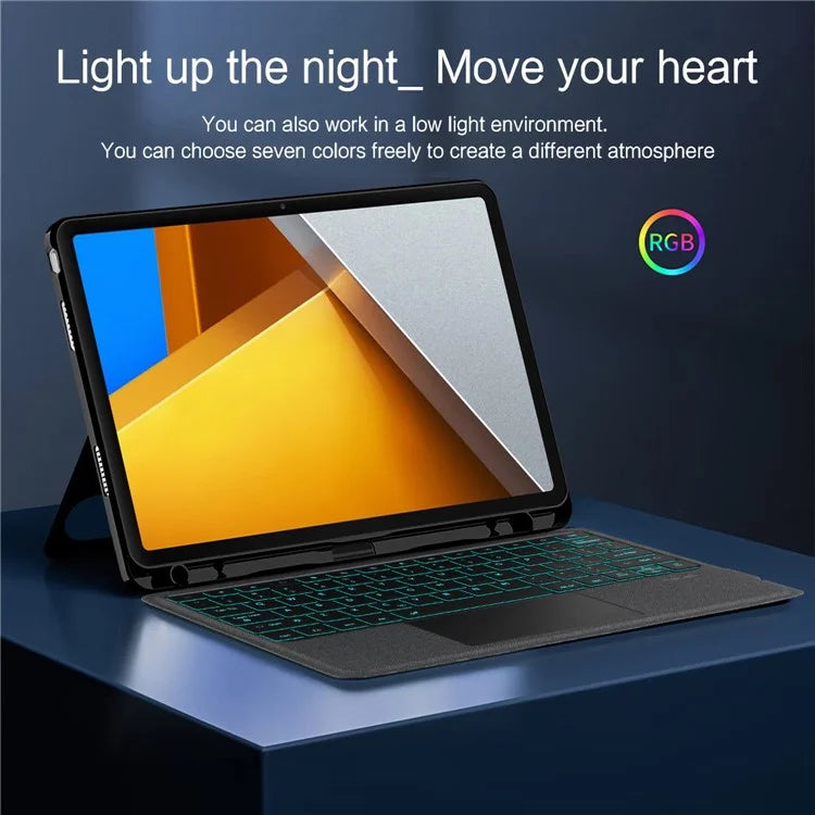 For Xiaomi Poco Pad Leather Case + Bluetooth Keyboard with Backlight Trackpad