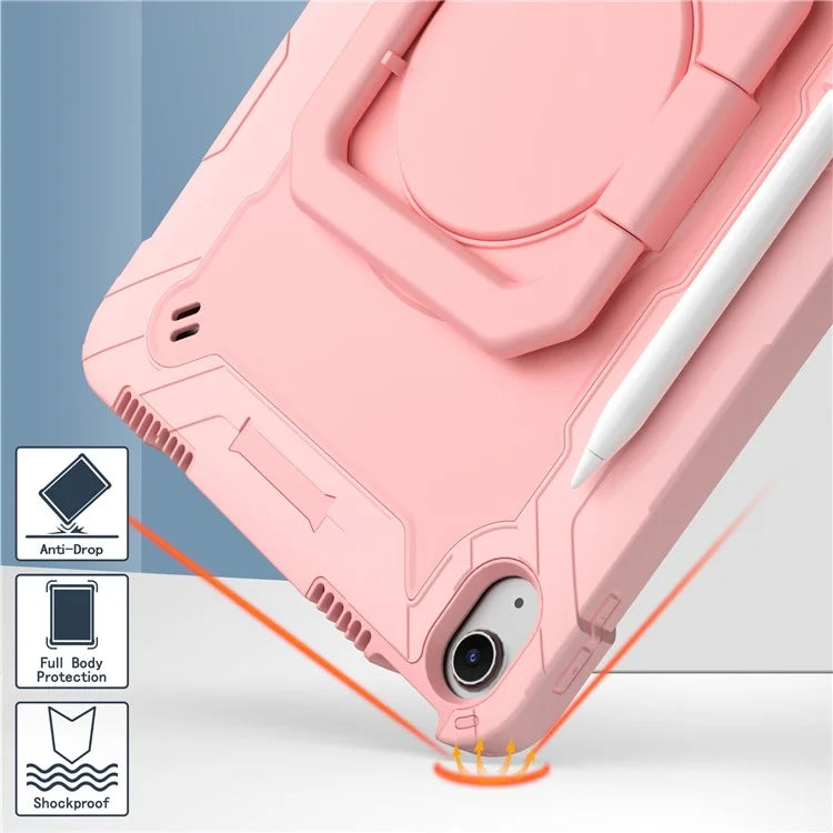 For iPad Air 11 (2024) Case with Shoulder Strap PC+Silicone Hand Grip Kickstand Tablet Cover