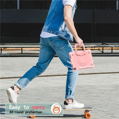 For iPad Air 11 (2024) Case with Shoulder Strap PC+Silicone Hand Grip Kickstand Tablet Cover