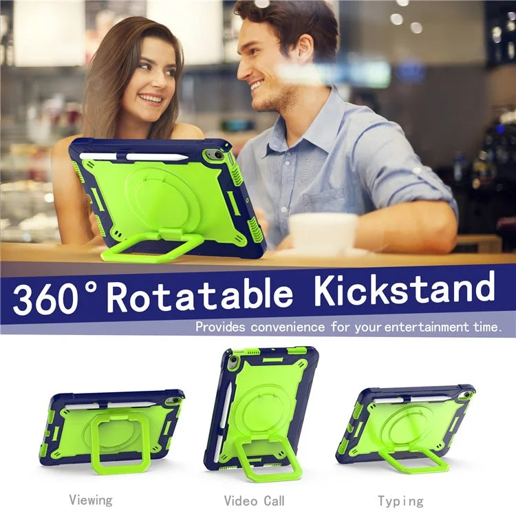 For iPad Air 11 (2024) Case with Shoulder Strap PC+Silicone Hand Grip Kickstand Tablet Cover