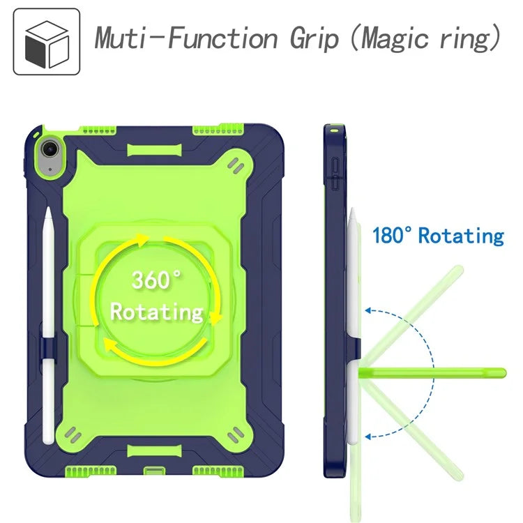 For iPad Air 11 (2024) Case with Shoulder Strap PC+Silicone Hand Grip Kickstand Tablet Cover