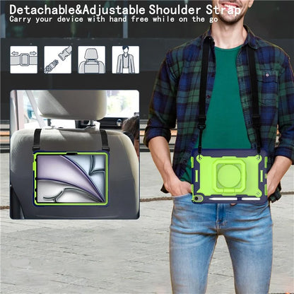 For iPad Air 11 (2024) Case with Shoulder Strap PC+Silicone Hand Grip Kickstand Tablet Cover