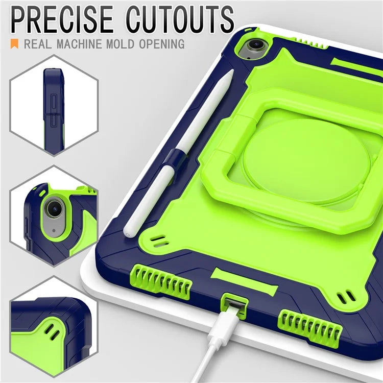 For iPad Air 11 (2024) Case with Shoulder Strap PC+Silicone Hand Grip Kickstand Tablet Cover