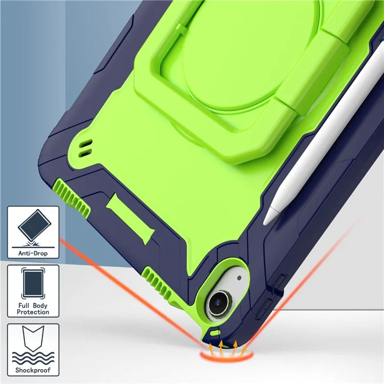 For iPad Air 11 (2024) Case with Shoulder Strap PC+Silicone Hand Grip Kickstand Tablet Cover