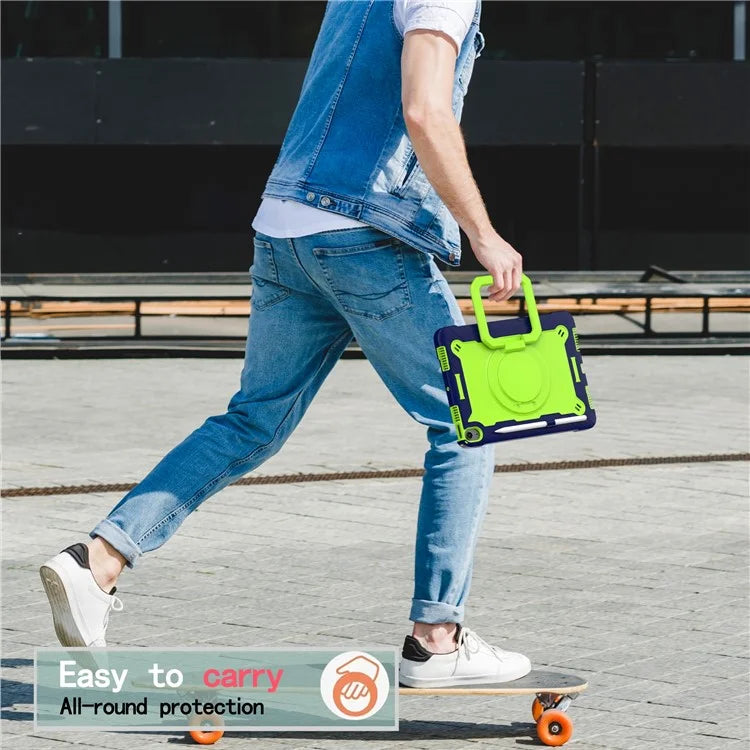 For iPad Air 11 (2024) Case with Shoulder Strap PC+Silicone Hand Grip Kickstand Tablet Cover