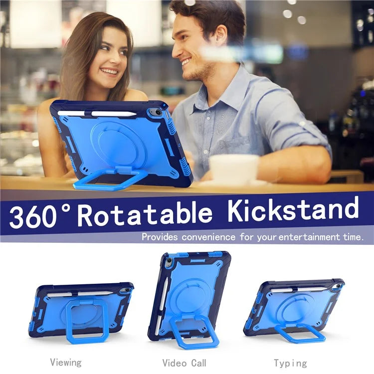 For iPad Air 11 (2024) Case with Shoulder Strap PC+Silicone Hand Grip Kickstand Tablet Cover