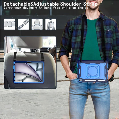 For iPad Air 11 (2024) Case with Shoulder Strap PC+Silicone Hand Grip Kickstand Tablet Cover