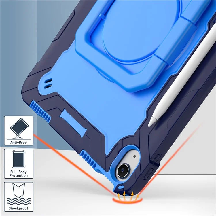 For iPad Air 11 (2024) Case with Shoulder Strap PC+Silicone Hand Grip Kickstand Tablet Cover