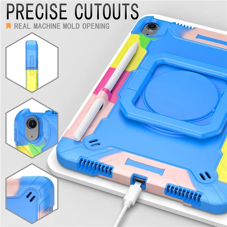 For iPad Air 11 (2024) Case with Shoulder Strap PC+Silicone Hand Grip Kickstand Tablet Cover