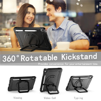 For iPad Air 11 (2024) Case with Shoulder Strap PC+Silicone Hand Grip Kickstand Tablet Cover