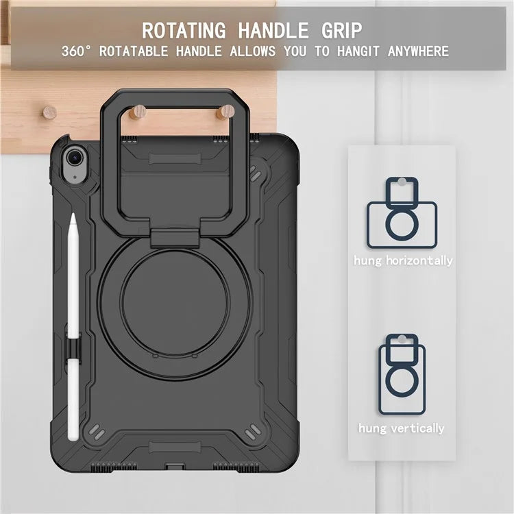 For iPad Air 11 (2024) Case with Shoulder Strap PC+Silicone Hand Grip Kickstand Tablet Cover