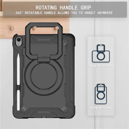 For iPad Air 11 (2024) Case with Shoulder Strap PC+Silicone Hand Grip Kickstand Tablet Cover
