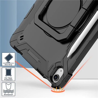 For iPad Air 11 (2024) Case with Shoulder Strap PC+Silicone Hand Grip Kickstand Tablet Cover