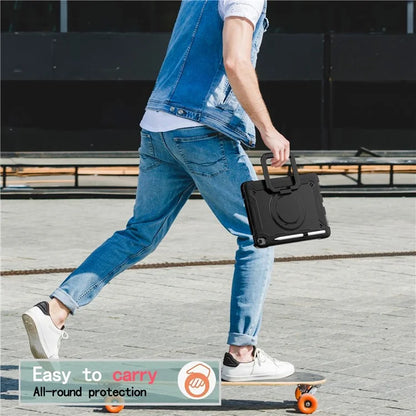 For iPad Air 11 (2024) Case with Shoulder Strap PC+Silicone Hand Grip Kickstand Tablet Cover