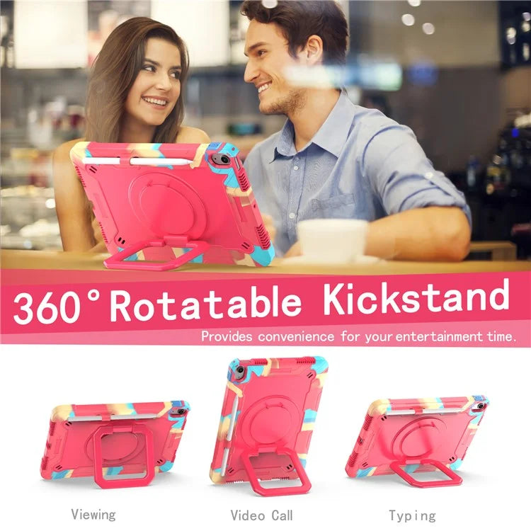For iPad Air 11 (2024) Case with Shoulder Strap PC+Silicone Hand Grip Kickstand Tablet Cover
