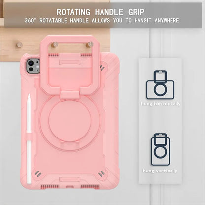 For iPad Pro 11 (2024) Case Rotary Kickstand PC+Silicone Tablet Cover with Shoulder Strap