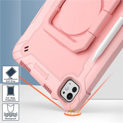 For iPad Pro 11 (2024) Case Rotary Kickstand PC+Silicone Tablet Cover with Shoulder Strap