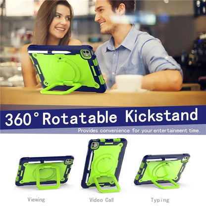 For iPad Pro 11 (2024) Case Rotary Kickstand PC+Silicone Tablet Cover with Shoulder Strap