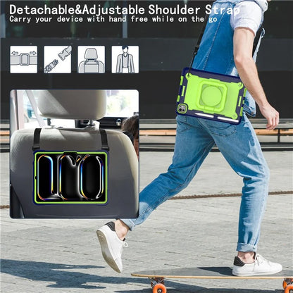 For iPad Pro 11 (2024) Case Rotary Kickstand PC+Silicone Tablet Cover with Shoulder Strap