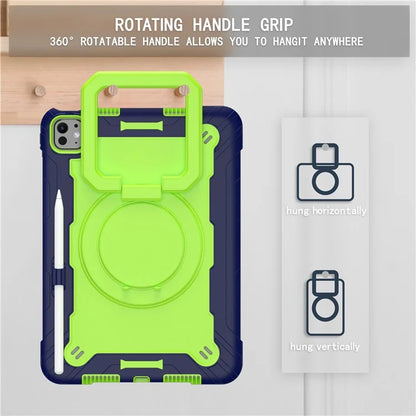 For iPad Pro 11 (2024) Case Rotary Kickstand PC+Silicone Tablet Cover with Shoulder Strap