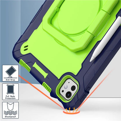 For iPad Pro 11 (2024) Case Rotary Kickstand PC+Silicone Tablet Cover with Shoulder Strap
