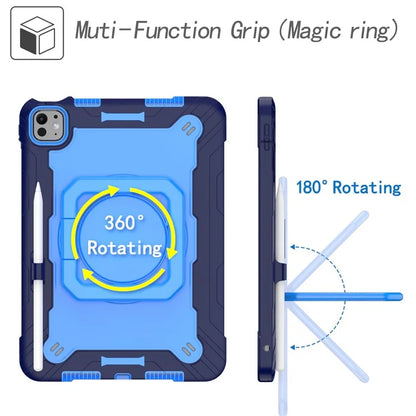 For iPad Pro 11 (2024) Case Rotary Kickstand PC+Silicone Tablet Cover with Shoulder Strap