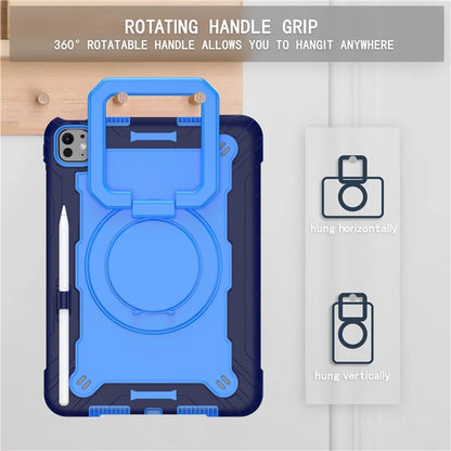 For iPad Pro 11 (2024) Case Rotary Kickstand PC+Silicone Tablet Cover with Shoulder Strap