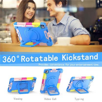 For iPad Pro 11 (2024) Case Rotary Kickstand PC+Silicone Tablet Cover with Shoulder Strap