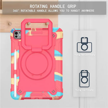 For iPad Pro 11 (2024) Case Rotary Kickstand PC+Silicone Tablet Cover with Shoulder Strap