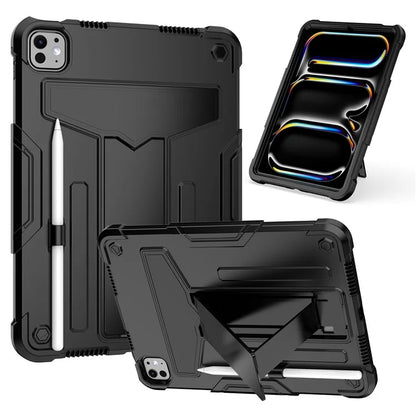 For iPad Pro 11 (2024) Case Case PC+Silicone Tablet Cover with T-Shaped Kickstand
