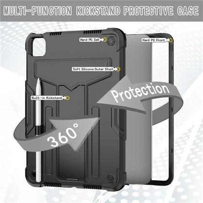 For iPad Pro 11 (2024) Case Case PC+Silicone Tablet Cover with T-Shaped Kickstand