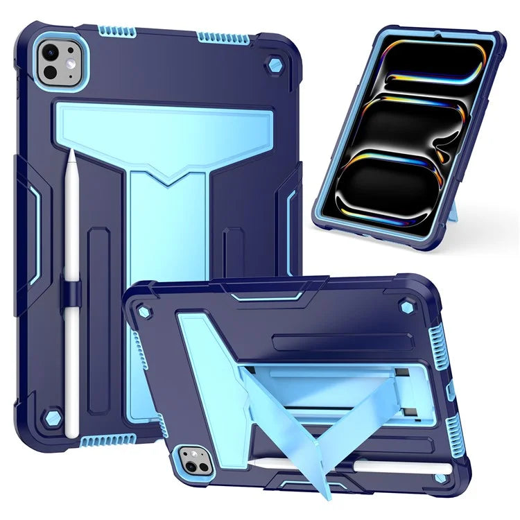 For iPad Pro 11 (2024) Case Case PC+Silicone Tablet Cover with T-Shaped Kickstand