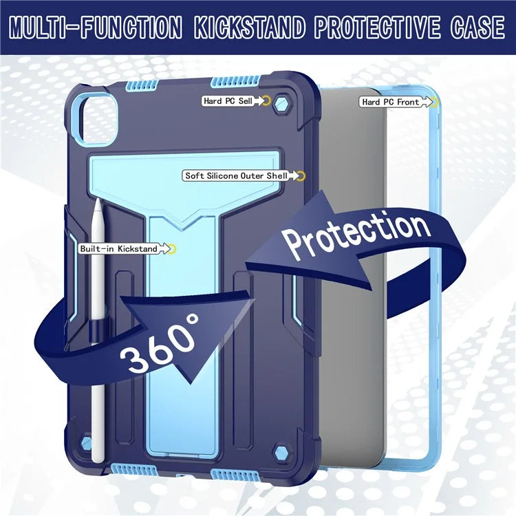 For iPad Pro 11 (2024) Case Case PC+Silicone Tablet Cover with T-Shaped Kickstand