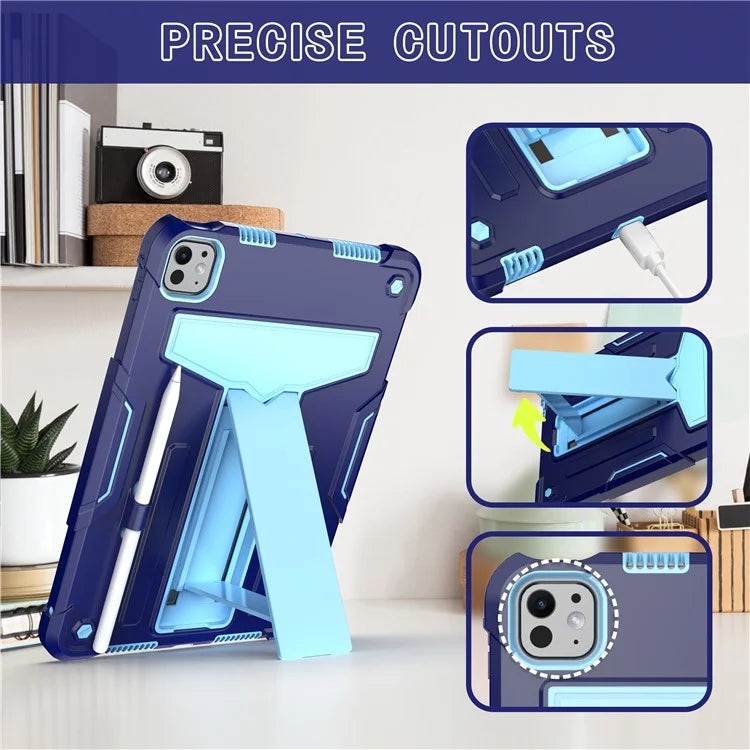 For iPad Pro 11 (2024) Case Case PC+Silicone Tablet Cover with T-Shaped Kickstand