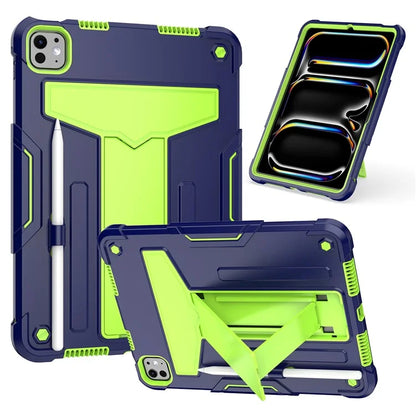 For iPad Pro 11 (2024) Case Case PC+Silicone Tablet Cover with T-Shaped Kickstand
