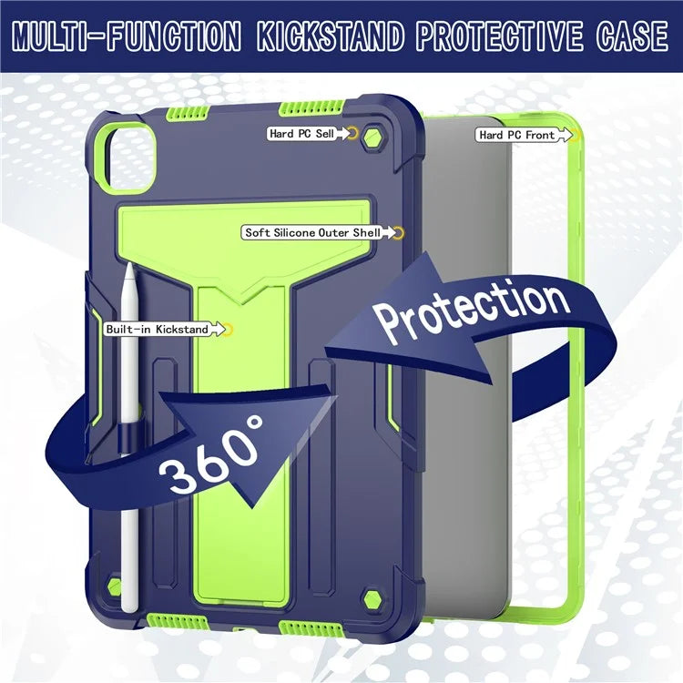 For iPad Pro 11 (2024) Case Case PC+Silicone Tablet Cover with T-Shaped Kickstand
