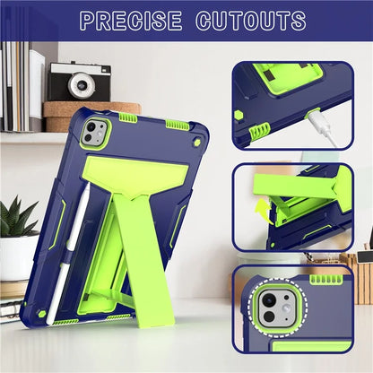 For iPad Pro 11 (2024) Case Case PC+Silicone Tablet Cover with T-Shaped Kickstand