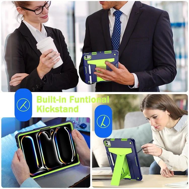 For iPad Pro 11 (2024) Case Case PC+Silicone Tablet Cover with T-Shaped Kickstand
