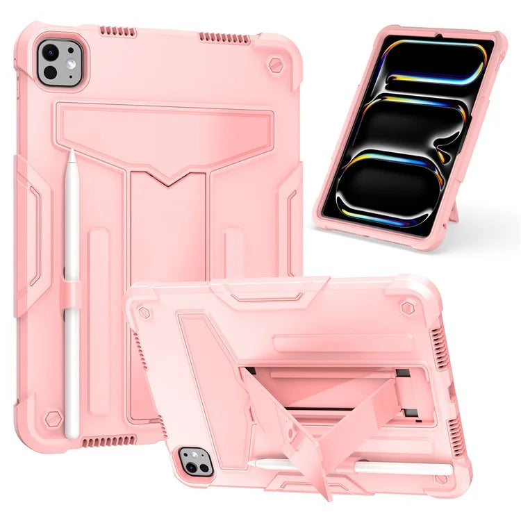 For iPad Pro 11 (2024) Case Case PC+Silicone Tablet Cover with T-Shaped Kickstand