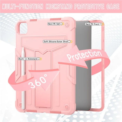 For iPad Pro 11 (2024) Case Case PC+Silicone Tablet Cover with T-Shaped Kickstand