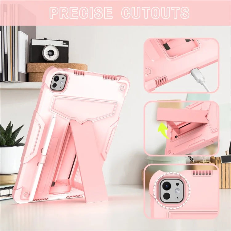 For iPad Pro 11 (2024) Case Case PC+Silicone Tablet Cover with T-Shaped Kickstand