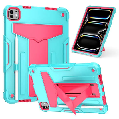 For iPad Pro 11 (2024) Case Case PC+Silicone Tablet Cover with T-Shaped Kickstand