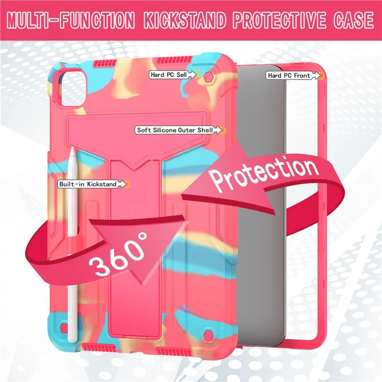 For iPad Pro 11 (2024) Case Case PC+Silicone Tablet Cover with T-Shaped Kickstand