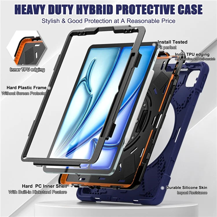 For iPad Air 13 (2024) Case TPU+PC+Silicone Kickstand Anti-Drop Tablet Cover