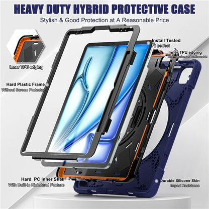 For iPad Air 13 (2024) Case TPU+PC+Silicone Kickstand Anti-Drop Tablet Cover